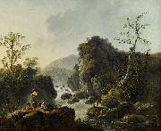Jean-Baptiste Pillement A Mountainous River Landscape oil